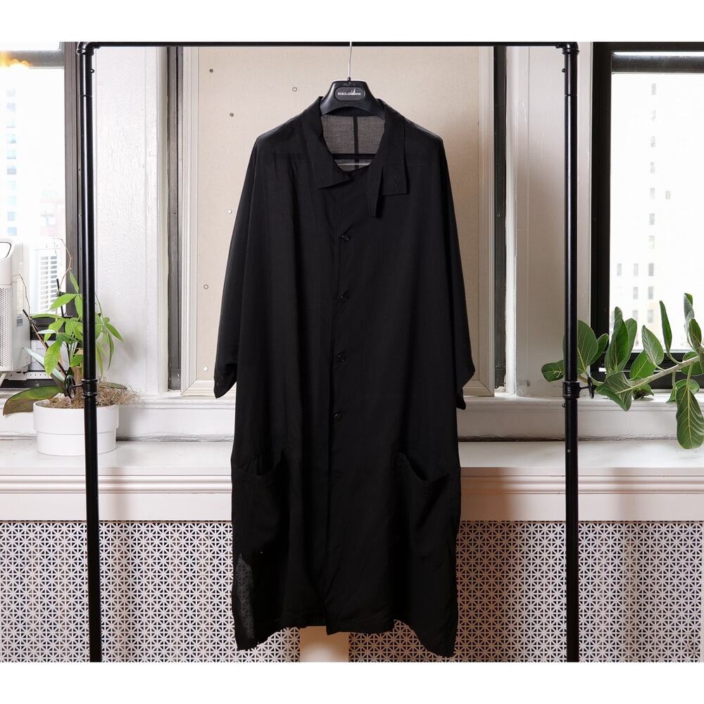 Yohji Yamamoto "Y" FEMME Black Draped Crepe de Chine Long Dress (Size 3)